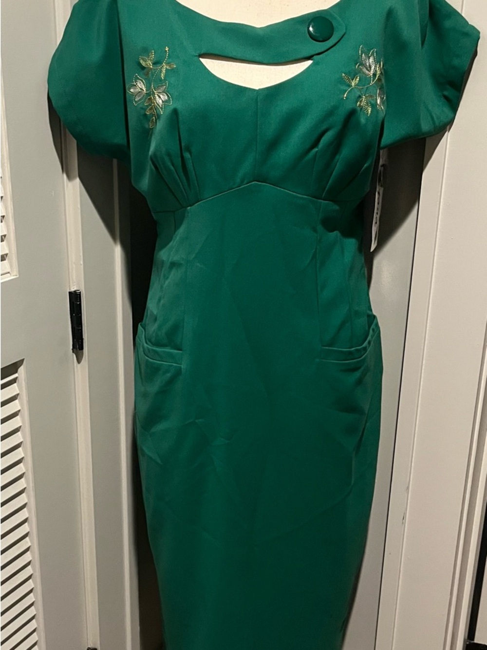 Tatyana Emerald Green Vintage-Style Midi Dress
